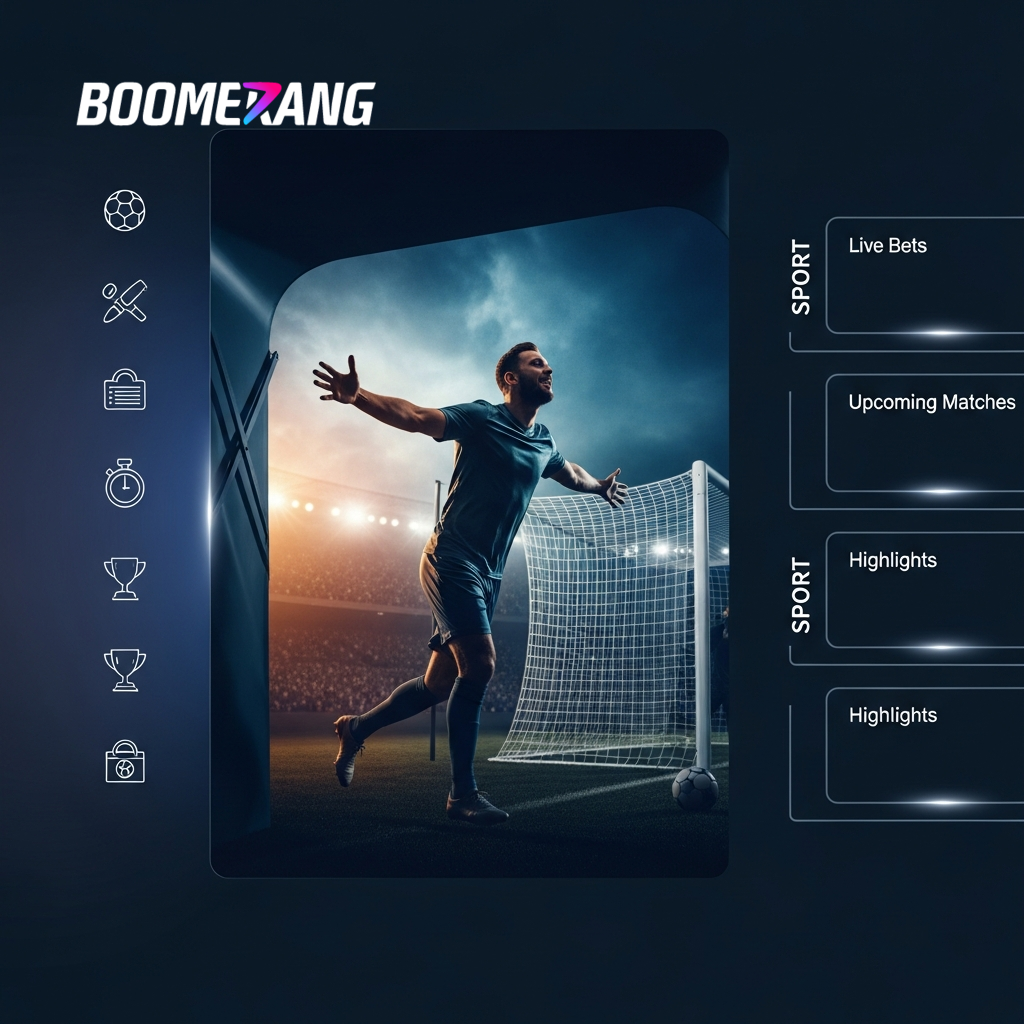 Benutzeroberfläche für Fußballwetten bei Boomerang Bet